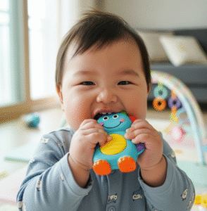 18개월 장난감 물어뜯을때 치아 자국 안 남게 만드는 실리콘 등급