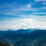 Experience the tranquil beauty of the Huangshan mountain range under a clear blue sky.