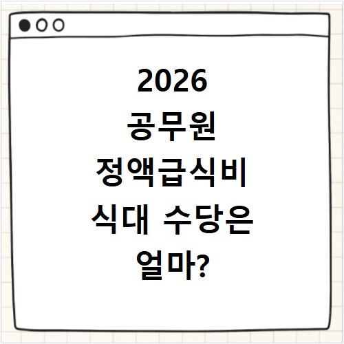 2026 공무원 정액급식비 식대 수당은 얼마?
