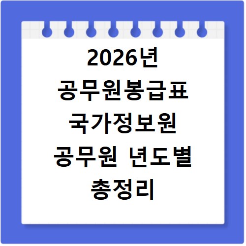 2026년 공무원봉급표 국가정보원 공무원 년도별 총정리