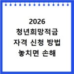 2026 청년희망적금 자격 신청 방법 놓치면 손해