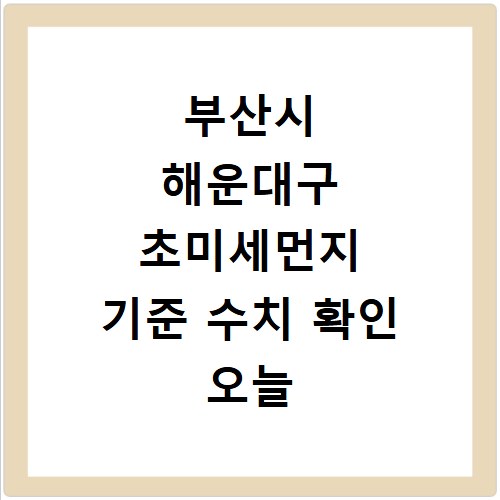 부산시 해운대구 초미세먼지 기준 수치 확인 오늘 실시간 측정값 확인하기
