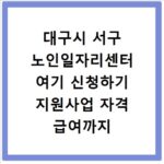 대구시 서구 노인일자리센터 여기 신청하기 지원사업 자격 급여까지
