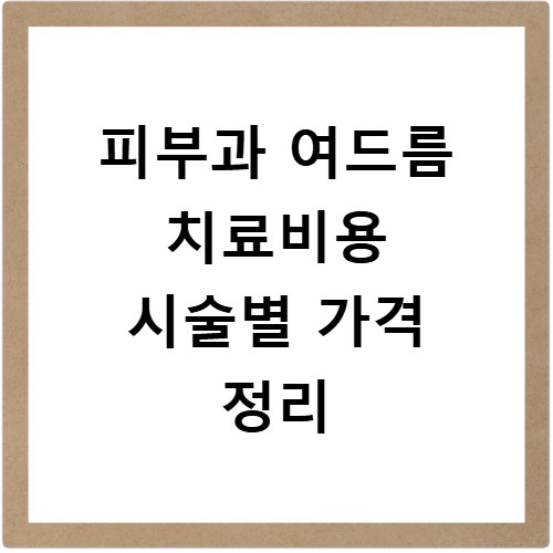 피부과 여드름 치료비용 시술별 가격 정리