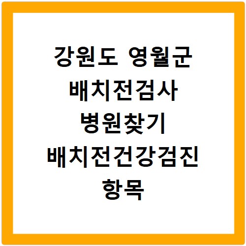 강원도 영월군 배치전검사 병원찾기 배치전건강검진 항목 비용조회