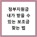정부지원금 내가 받을 수 있는 보조금 찾는 법