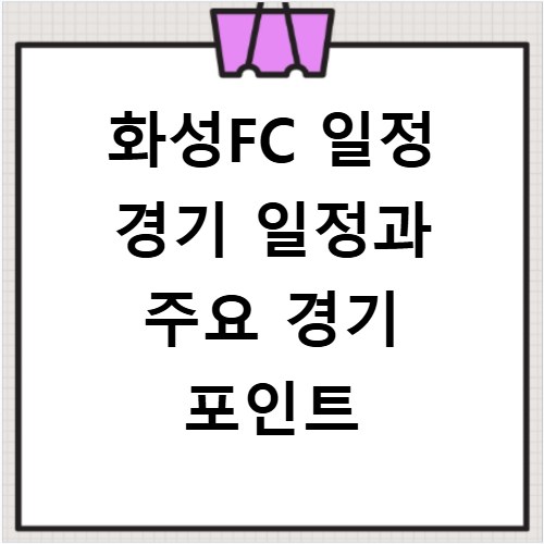 화성FC 일정 경기 일정과 주요 경기 포인트