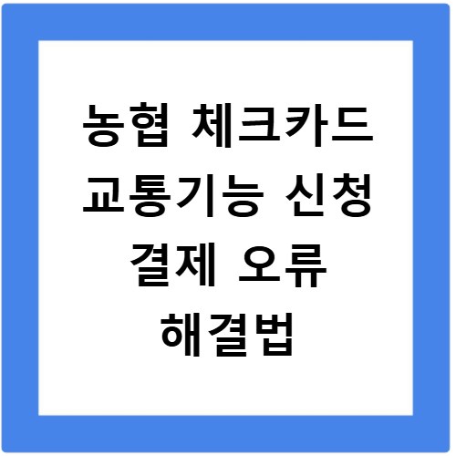 농협 체크카드 교통기능 신청 결제 오류 해결법