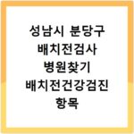 성남시 분당구 배치전검사 병원찾기 배치전건강검진 항목 비용조회