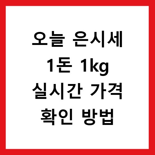오늘 은시세 1돈 1kg 실시간 가격 확인 방법