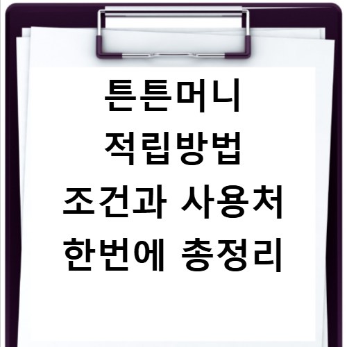 튼튼머니 적립방법 조건과 사용처 한번에 총정리