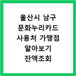 울산시 남구 문화누리카드 사용처 가맹점 알아보기 잔액조회 방법까지