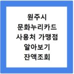 원주시 문화누리카드 사용처 가맹점 알아보기 잔액조회 방법까지