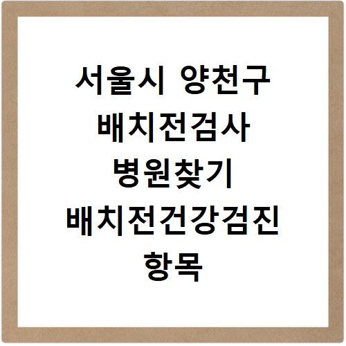 서울시 양천구 배치전검사 병원찾기 배치전건강검진 항목 비용조회
