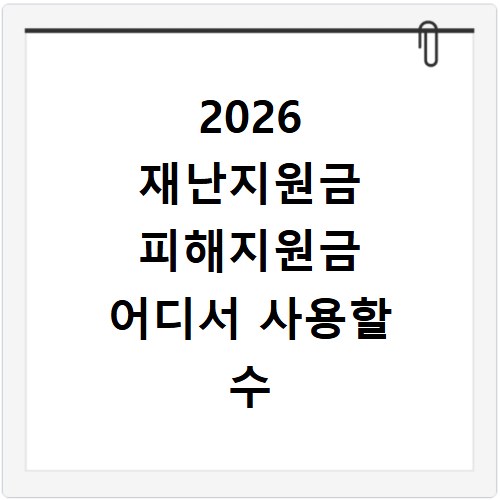 2026 재난지원금 피해지원금 어디서 사용할 수 있을까?