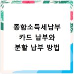 종합소득세납부 카드 납부와 분할 납부 방법