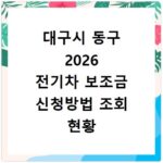 대구시 동구 2026 전기차 보조금 신청방법 조회 현황 지역별 차이