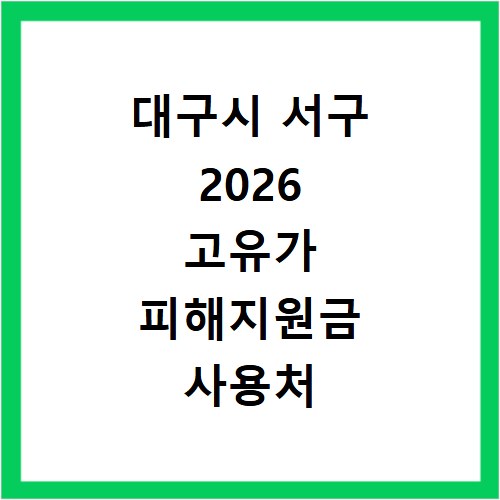 대구시 서구 2026 고유가 피해지원금 사용처 총정리