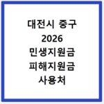 대전시 중구 2026 민생지원금 피해지원금 사용처 총정리