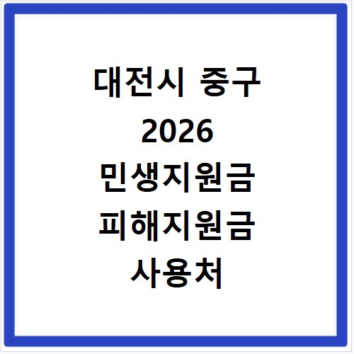 대전시 중구 2026 민생지원금 피해지원금 사용처 총정리
