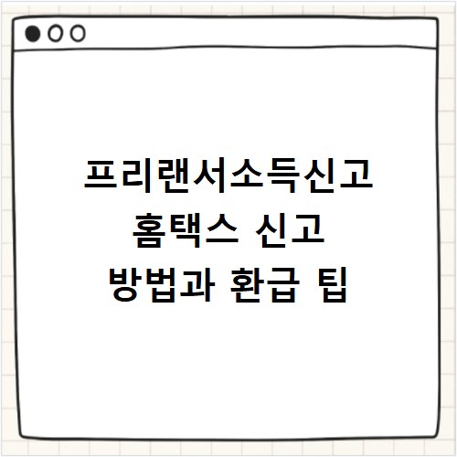 프리랜서소득신고 홈택스 신고 방법과 환급 팁
