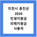 인천시 옹진군 2026 민생지원금 피해지원금 사용처 총정리