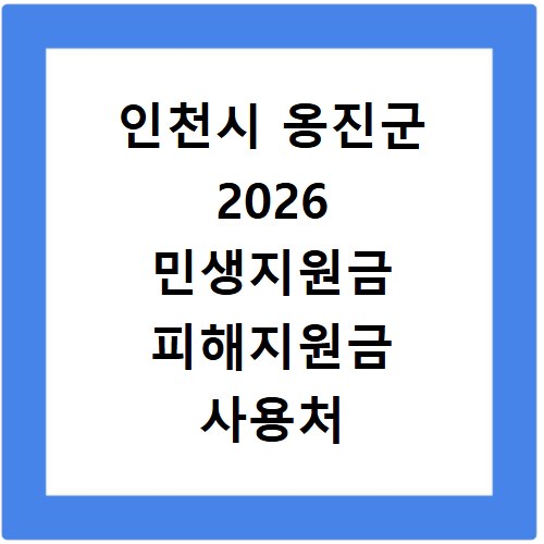 인천시 옹진군 2026 민생지원금 피해지원금 사용처 총정리