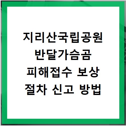지리산국립공원 반달가슴곰 피해접수 보상 절차 신고 방법