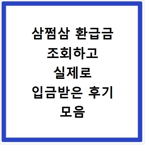 삼쩜삼 환급금 조회하고 실제로 입금받은 후기 모음