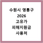 수원시 영통구 2026 고유가 피해지원금 사용처 총정리