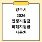 양주시 2026 민생지원금 피해지원금 사용처 총정리