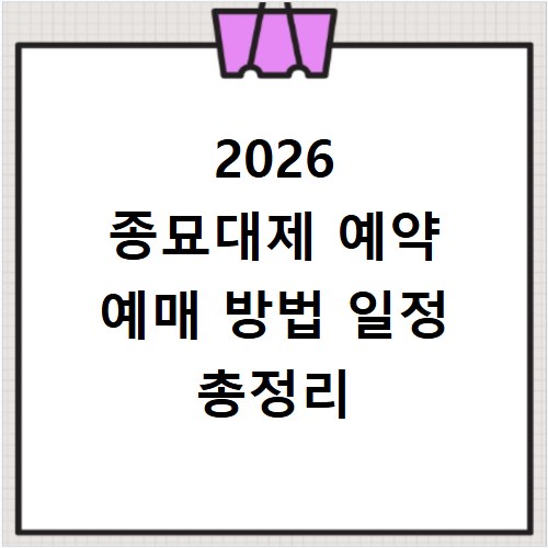 2026 종묘대제 예약 예매 방법 일정 총정리