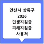 안산시 상록구 2026 민생지원금 피해지원금 사용처 총정리
