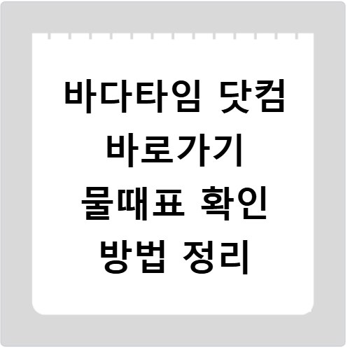 바다타임 닷컴 바로가기 물때표 확인 방법 정리