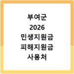부여군 2026 민생지원금 피해지원금 사용처 총정리