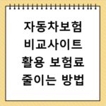 자동차보험 비교사이트 활용 보험료 줄이는 방법