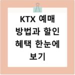 KTX 예매 방법과 할인 혜택 한눈에 보기