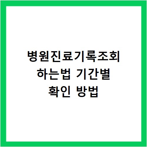 병원진료기록조회 하는법 기간별 확인 방법