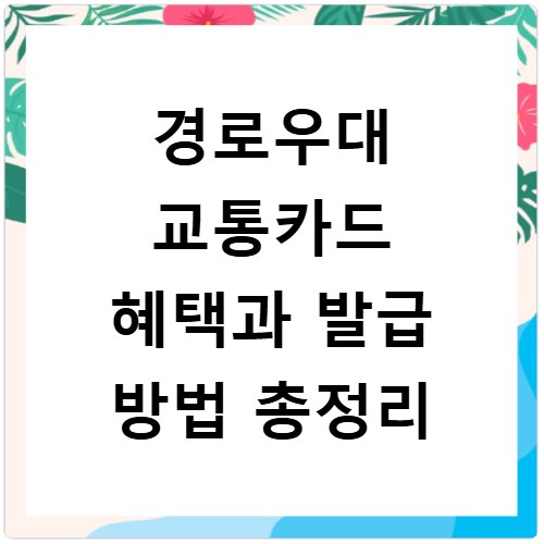 경로우대 교통카드 혜택과 발급 방법 총정리