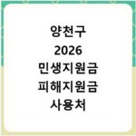 양천구 2026 민생지원금 피해지원금 사용처 총정리