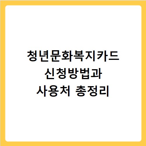 청년문화복지카드 신청방법과 사용처 총정리