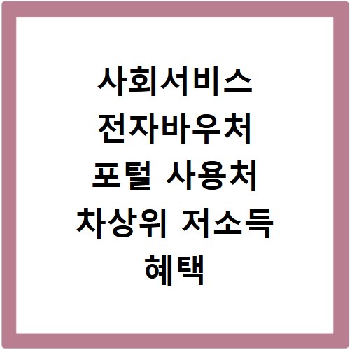 사회서비스 전자바우처 포털 사용처 차상위 저소득 혜택 한눈에 보기