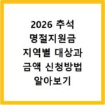 2026 추석 명절지원금 지역별 대상과 금액 신청방법 알아보기