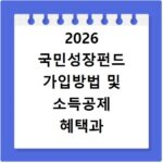 2026 국민성장펀드 가입방법 및 소득공제 혜택과 6월 출시일 정보 정리
