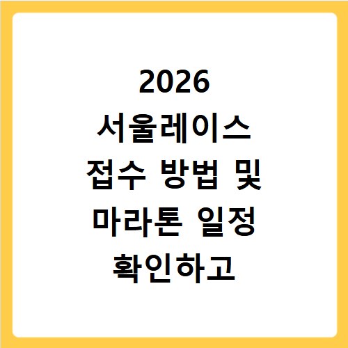 2026 서울레이스 접수 방법 및 마라톤 일정 확인하고 홈페이지 바로가기