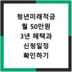 청년미래적금 월 50만원 3년 혜택과 신청일정 확인하기