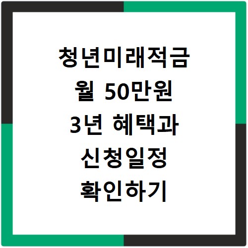 청년미래적금 월 50만원 3년 혜택과 신청일정 확인하기