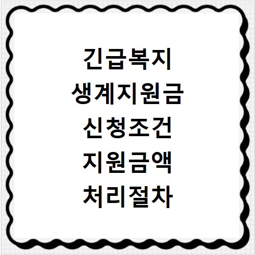긴급복지 생계지원금 신청조건 지원금액 처리절차 안내