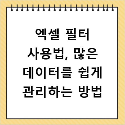 엑셀 필터 사용법, 많은 데이터를 쉽게 관리하는 방법