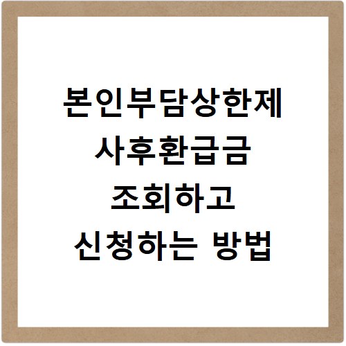 본인부담상한제 사후환급금 조회하고 신청하는 방법